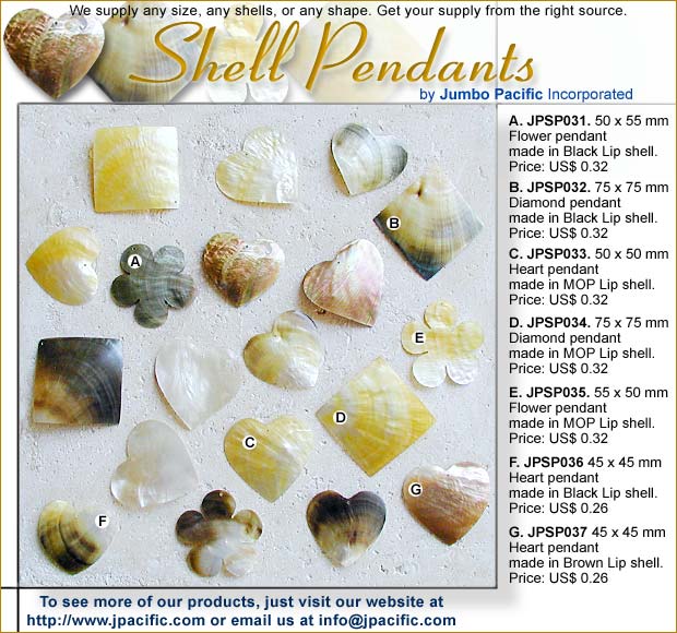 JPSP031, JPSP032, JPSP033, JPSP034, JPSP035, JPSP036, JPSP037 - Shell Pendants 