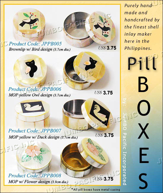 JPPB005, JPPB006, JPPB007, JPPB008 - Pill Boxes. 