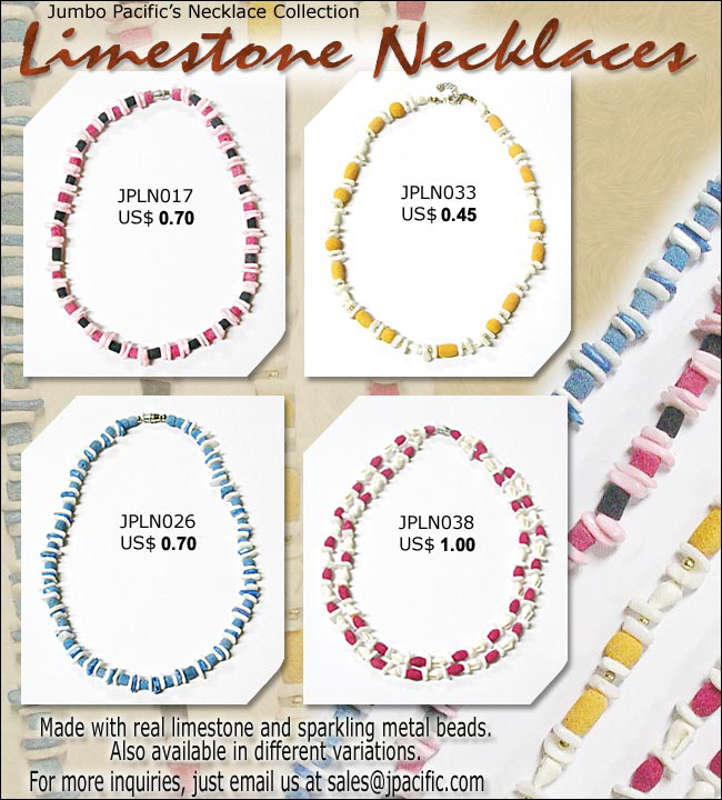 JPLN017, JPLN026, JPLN033, JPLN038 - Lime Stone Necklaces Collection 