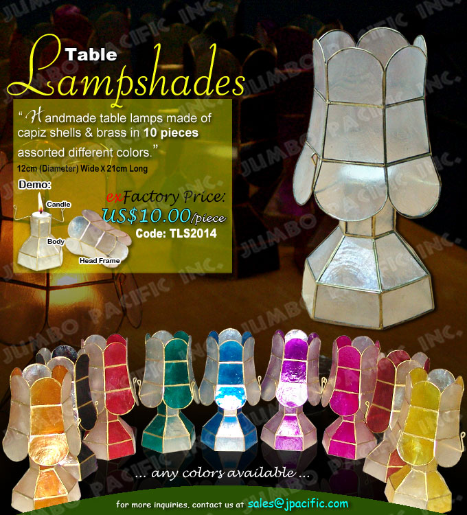Capiz Table Lamps Decoration Table lampshades made of capiz shells in yellow capiz chips color perfect for your home decoration.