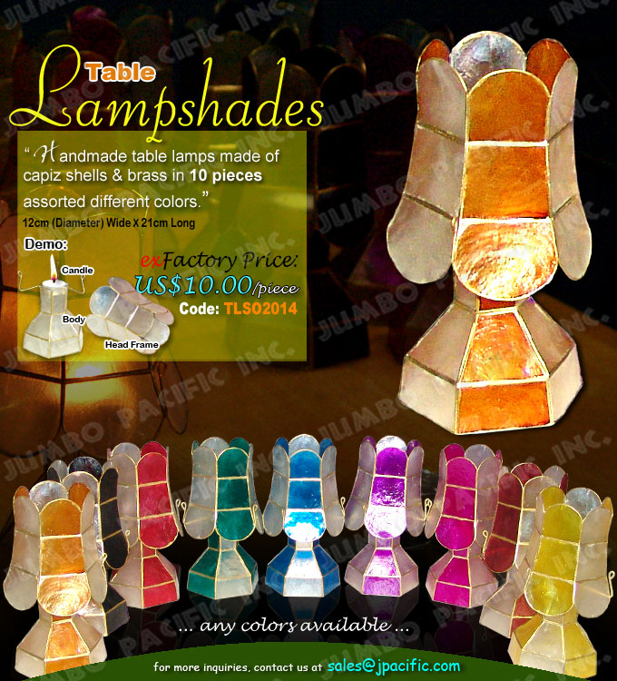 Capiz Table Lampshades Decoration Table lampshades made of capiz shells in orange capiz chips color perfect for your home decoration.