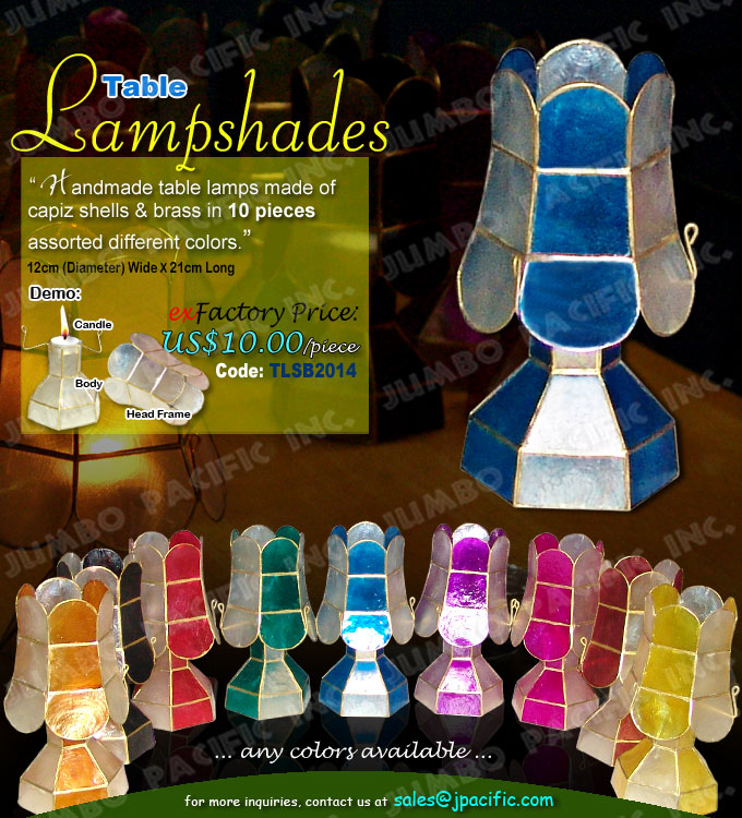 Capiz Table Lamps Table lampshades made of capiz shells in yellow capiz chips color perfect for your home decoration.