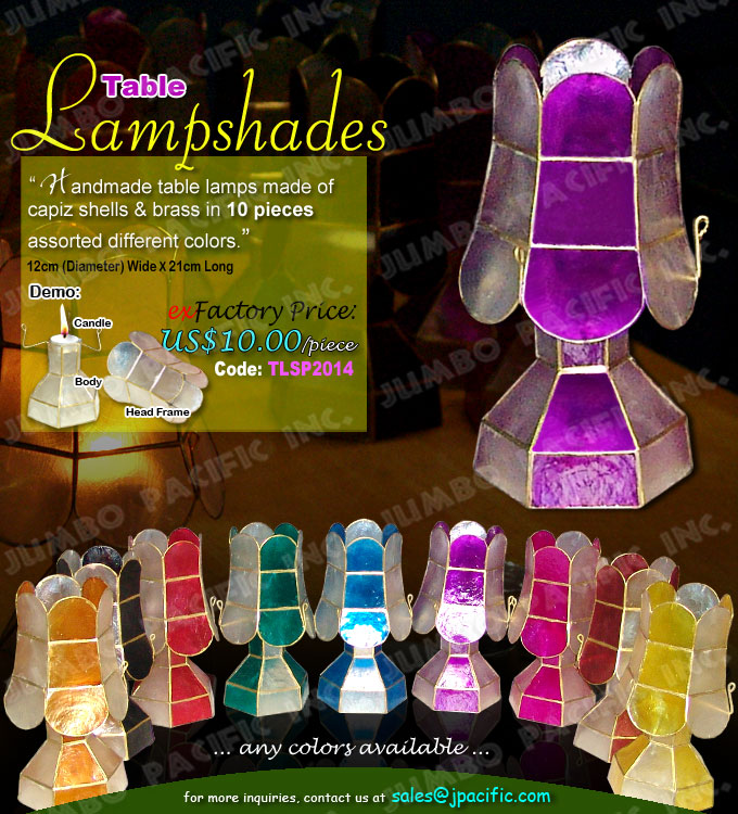 Capiz Lampshades in Purple Color  Table lampshades made of capiz shells in purple color perfect for your home decoration.